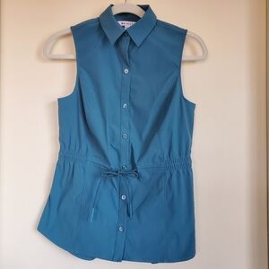 Athleta Levitate Poplin Teal Sleeveless Tank Top Vest XS